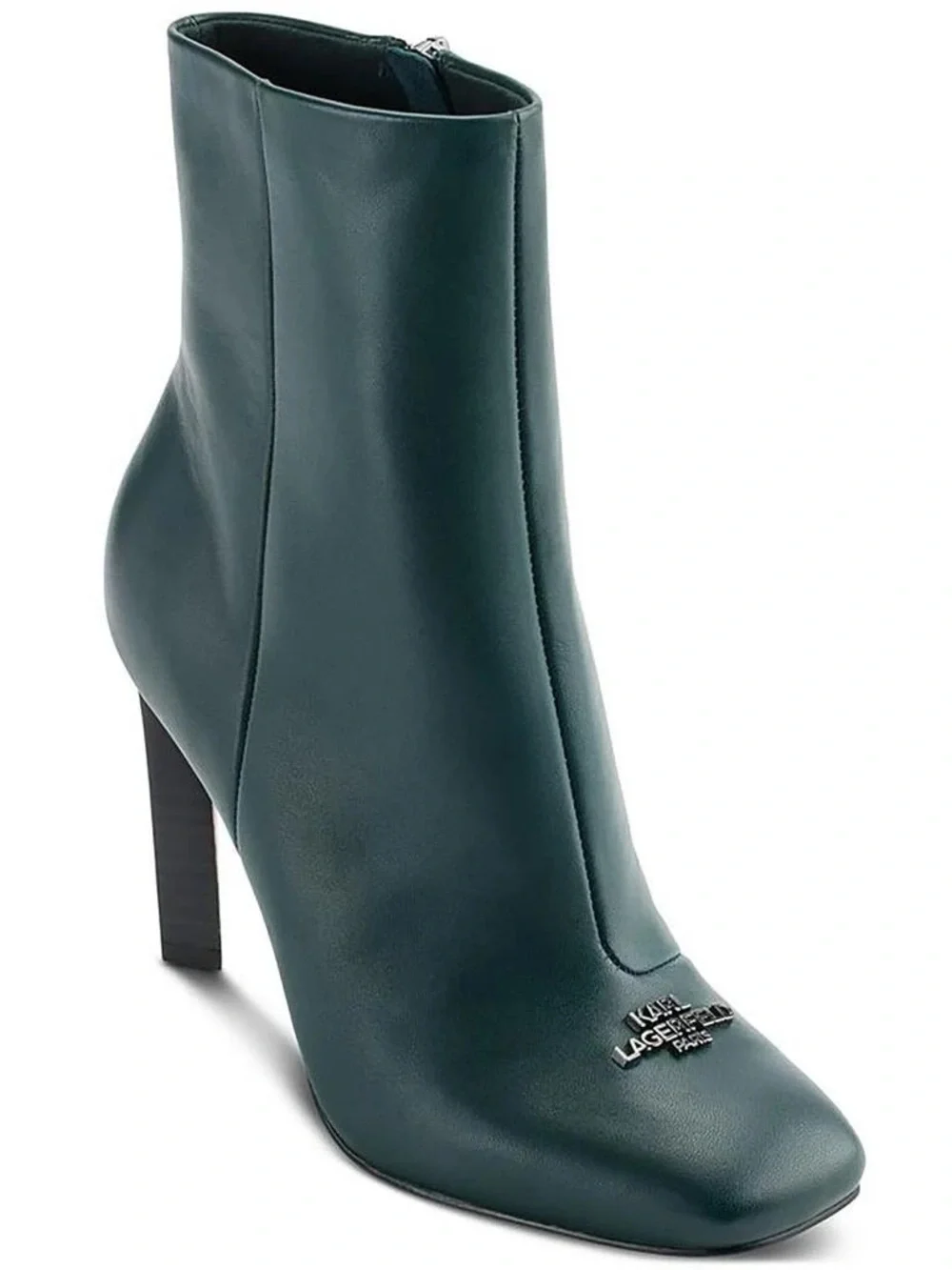 Karl Lagerfeld Dark Teal‎ Leather Square Toe Ankle Boots